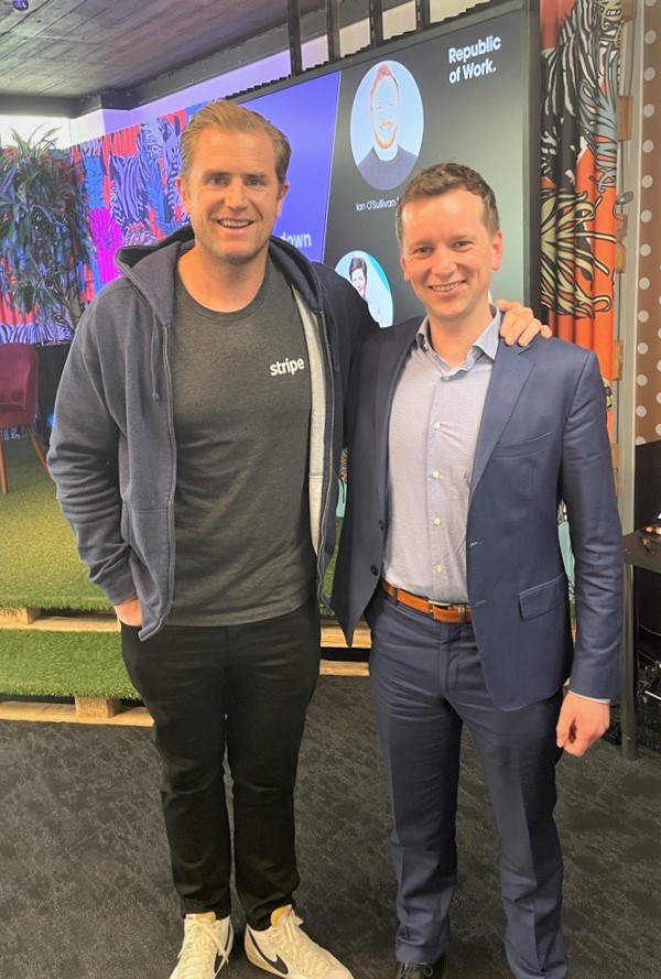 tp1obrien's tweet photo. It's not every day you get to meet a former Irish rugby captain at work. Jamie Heaslip was in the @republicofwork today speaking about scaling businesses, his work at Stripe and how they help.
Great guy to speak with about high team performance @sprintmodo
#TeamMomentum #Teamwork https://t.co/OV3zmEhTpo