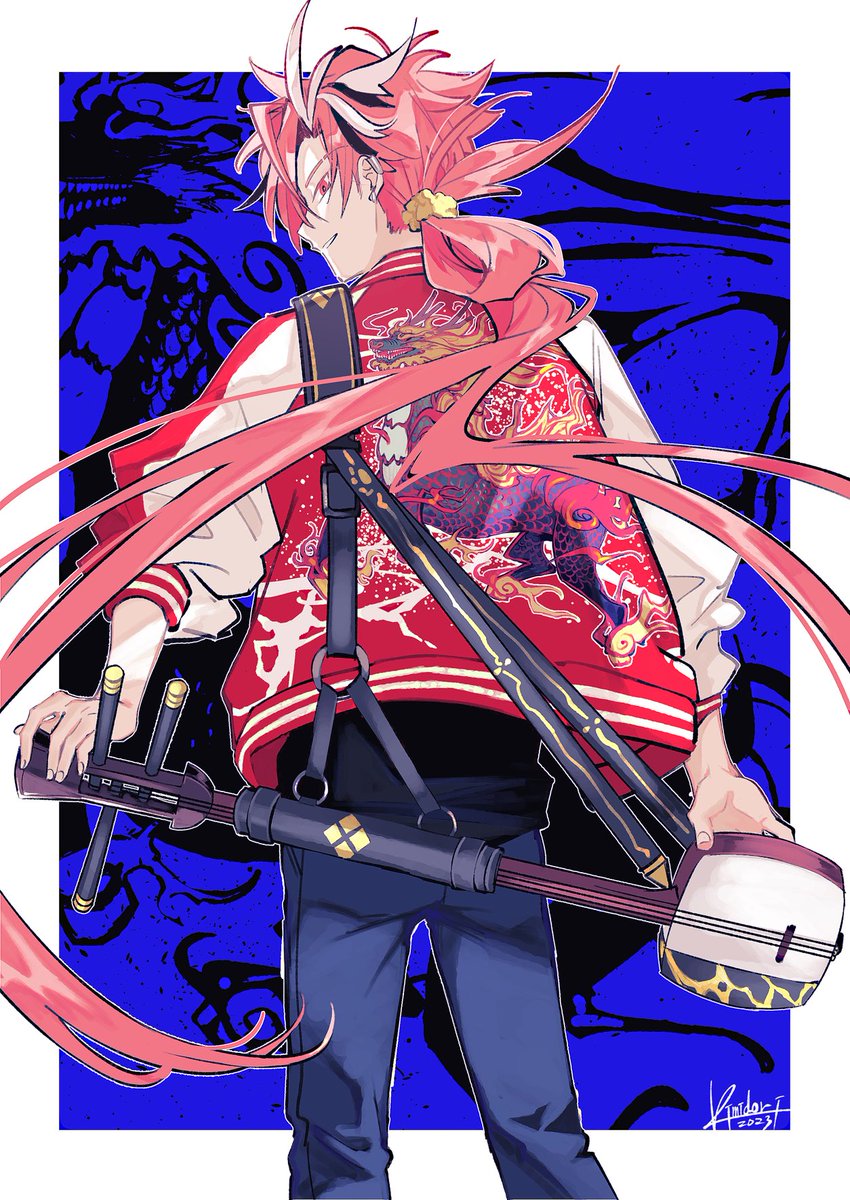 jacket 1boy male focus long hair solo looking at viewer pants  illustration images