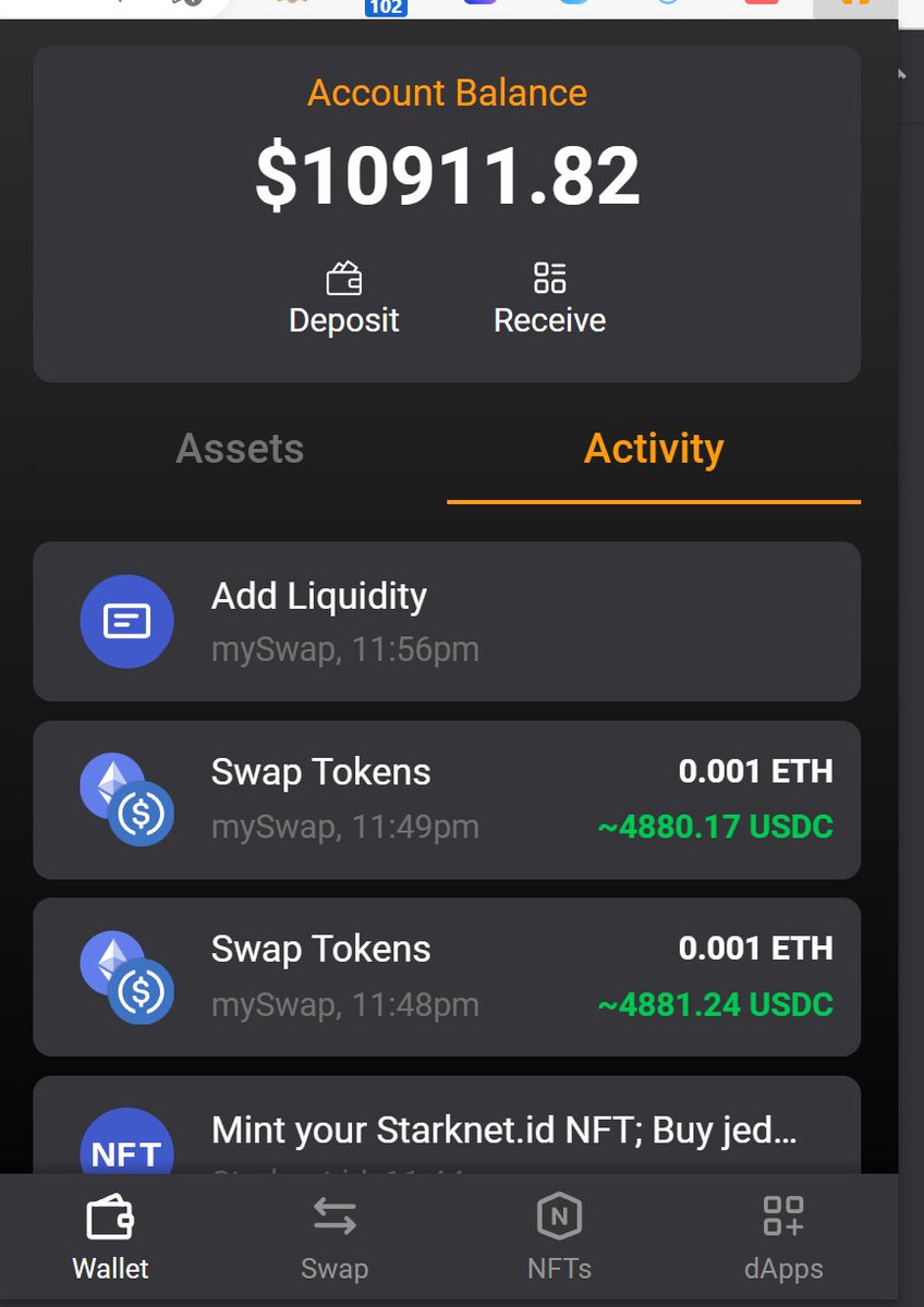 kop_17173's tweet image. I found StarkNet is smooth when using Braavos wallet. The wallet GUI is quite user friendly and very nice for new crypto user.   I just checked my StarkNet Proscore by
@myBraavos

, and I&apos;m thrilled to see that I&apos;m making steady progress towards my goals.  #Starknet #ProScore 📷