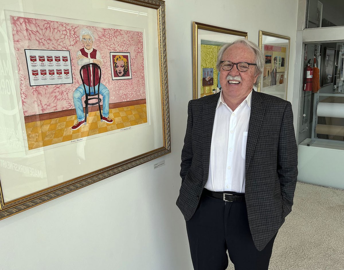 ronaldscottT's tweet photo. This exhibition is a series of eight paintings which is comprised of a painting of the artist along with images by that artist.  I print a smaller giclee and use archival adhesive to place the art into the composition.  #Watercolor #Detroit #Painting https://t.co/xxsADvvW3J