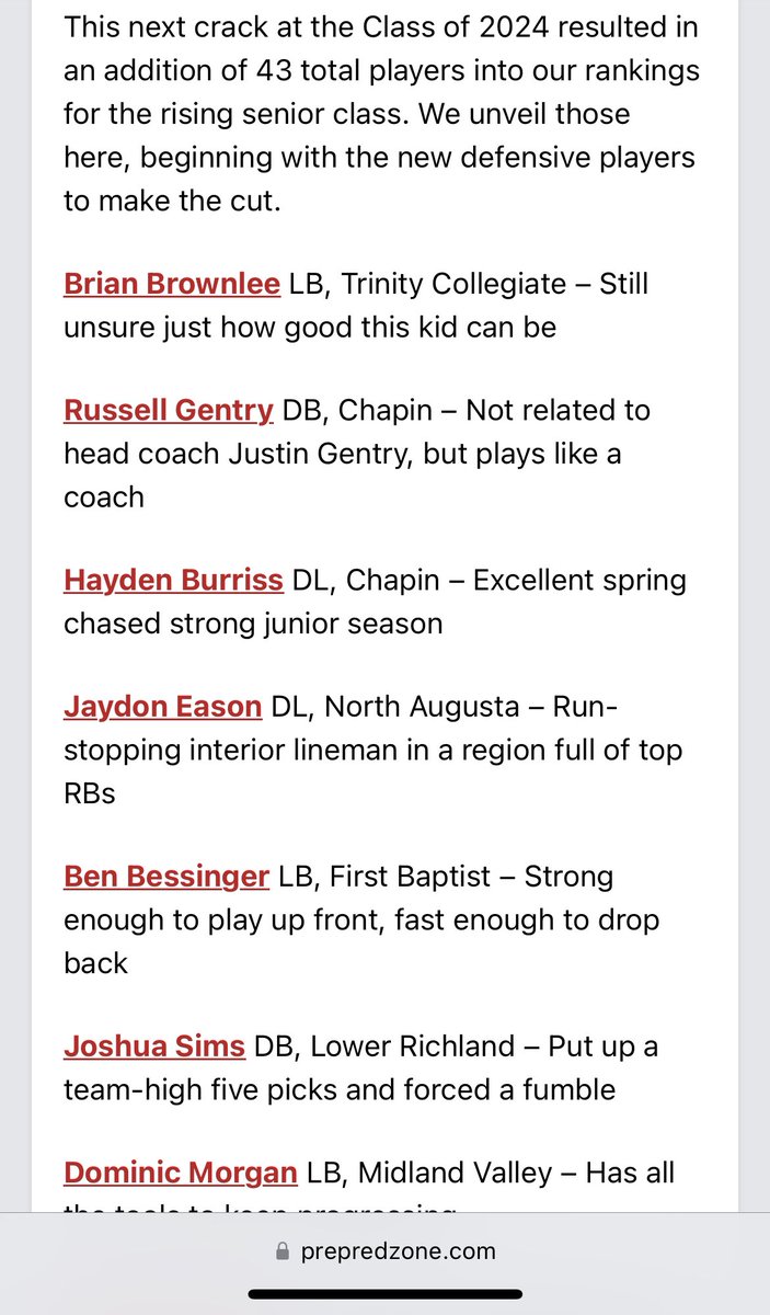 Grateful to be added to the Top Players in S.C ! 

<a href="/CoachQuinn19/">Matt Quinn</a> <a href="/coachmacgata/">Coach Kevin McKiver (Coach Mac)</a> <a href="/CoachWebb50/">Jackson Webb</a> <a href="/NAHSJacketFB/">NA Football</a> <a href="/DAWGHZERECRUITS/">Dawg House Recruiting</a>