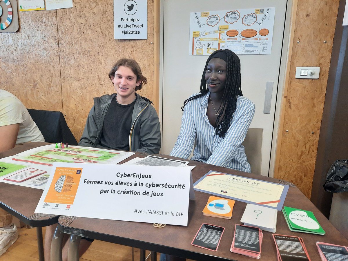 #jai23tlse
Présentation de l'expérimentation CyberEnjeux menée par <a href="/ANSSI_FR/">ANSSI</a> <a href="/lab110bis/">110 bis</a> <a href="/histobric/">S. Guérault</a>  par les terminales option DROITgemc <a href="/litchmanSes/">Delphine Litchman</a> du <a href="/LpoFrancoise/">LPO Françoise</a>
"Formez les élèves à la cybersécurité par la création de jeux" au collège, au lycée et en BTS.