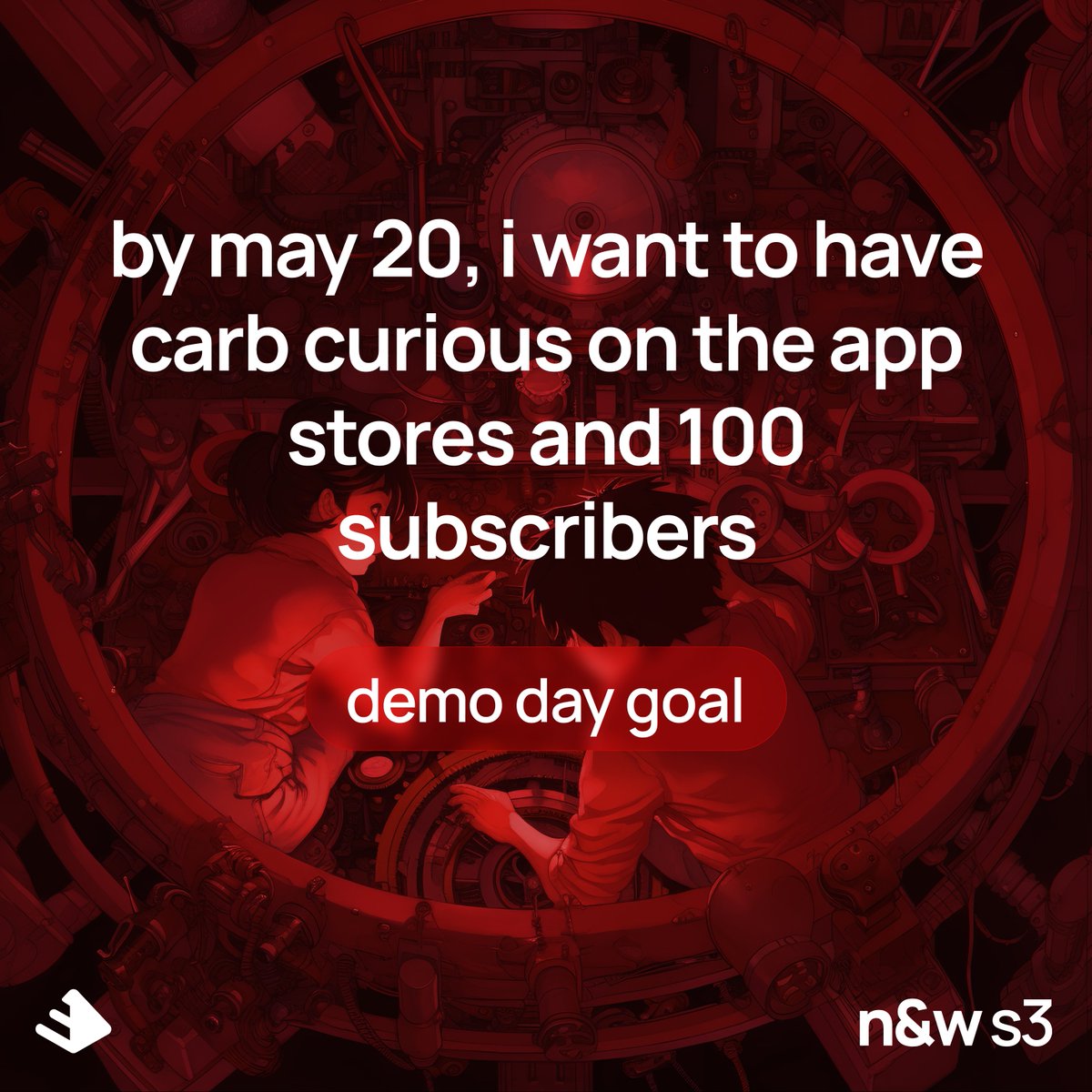 Demo Day goal: iOS App Store and Android Play Store releases and 100 people signed up for subscription access

Countdown to May 20 begins..

cc: <a href="/_buildspace/">buildspace</a> <a href="/_nightsweekends/">nights & weekends</a>