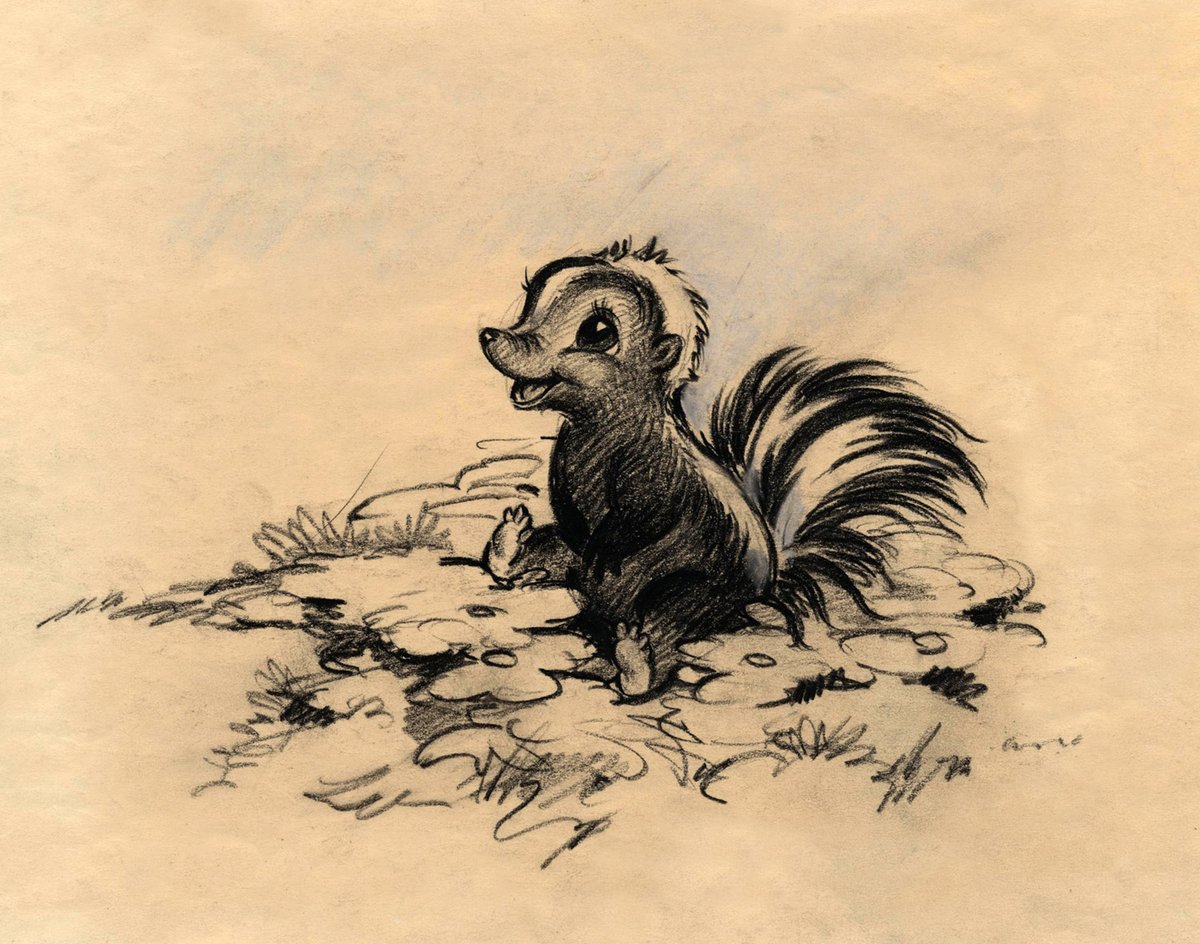 Flower takes the spotlight in this story sketch by Marc Davis. 🎨: Walt Disney Animation Research Library