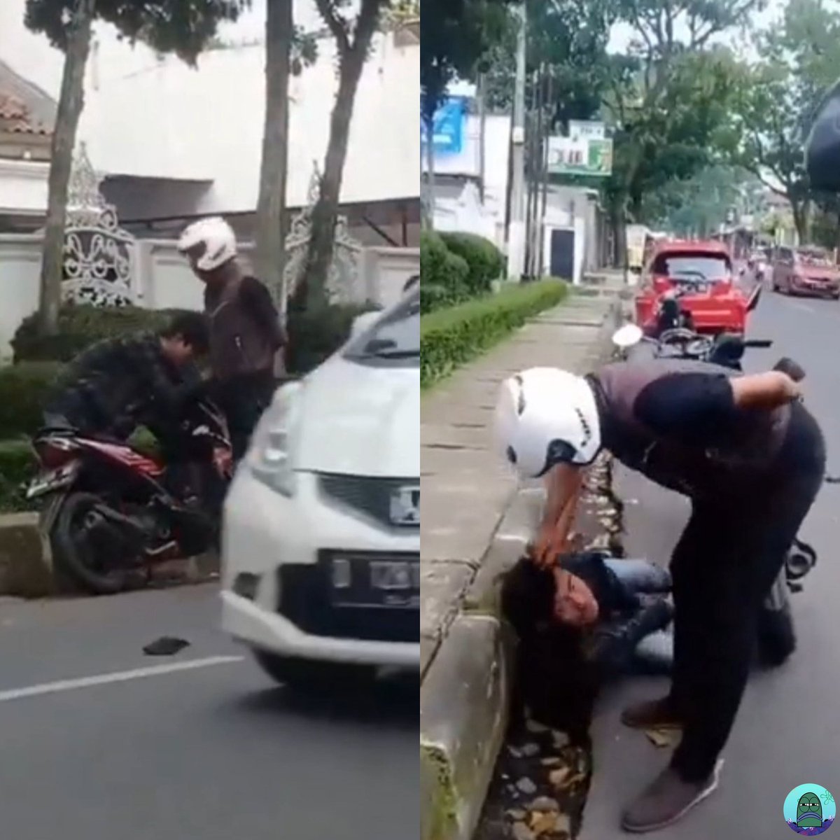 tanyakanrl's tweet image. 💚 ini jahat banget, pengendaranya udah mohon mohon minta maaf tapi malah dipukul sampe kejang, pas lagi kejang masih sempet sempetnya dijambak😭 PAK LU MANUSIA ATAU BUKANN??? 

konteks aku kirim di rep