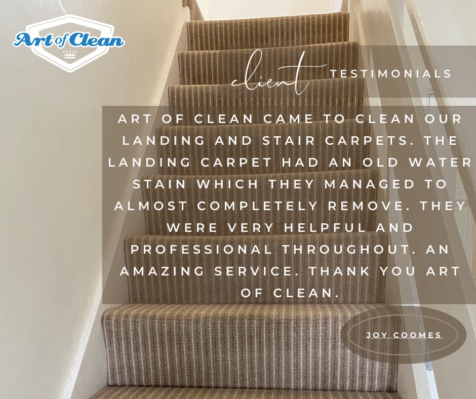 These reviews of our carpet cleaning services make us 🥰

To see how we can help you, click on the link 😍👏🏼
 #staircasecleaning #carpetcleaningservice

artofclean.co.uk