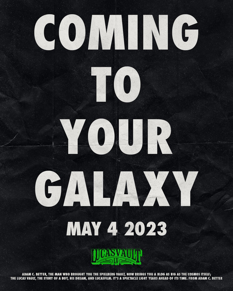 TheLucasVault's tweet image. Coming 5.4.2023 

#GeorgeLucas #StarWars
