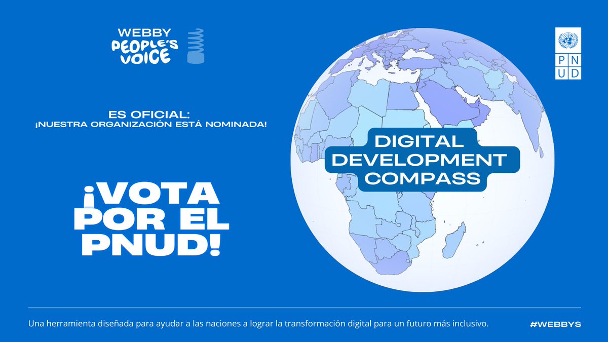 PNUDHonduras's tweet image. ¡Solo queda 1 día para votar para el @pnud en los premios @TheWebbyAwards!

Ayúdanos a correr la voz sobre el &quot;Digital Development Compass&quot;, nuestra herramienta para apoyar a los países en su #TransformaciónDigital.

🗳️ Vota AHORA: go.undp.org/qQWe

#Webbys #DigitalUNDP