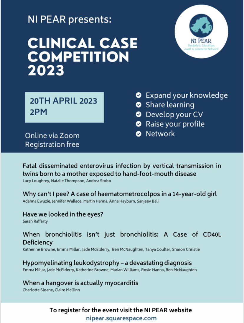 Kids Sim Ed team (@simedrbhsc) on Twitter photo Really looking forward to this event from the team at <a href="/ni_pear/">NI PEAR</a>. Some very interesting cases! 🦠 🚽 👀 🫁 🧠 🫀Less than 24 hrs to go! <a href="/ni_pear/">NI PEAR</a> <a href="/_NIMDTA/">NIMDTA</a> <a href="/nipaedsjournal/">NI Paediatric Journal Club</a> <a href="/NIPaedsTrainees/">NI Paeds trainees</a> <a href="/rcpch_trainees/">RCPCH Trainees</a> <a href="/BelfastTrust/">Belfast Trust</a> <a href="/NeoSimEdRJMS/">NeoSim Team</a> Really looking forward to this event from the team at <a href="/ni_pear/">NI PEAR</a>. Some very interesting cases! 🦠 🚽 👀 🫁 🧠 🫀Less than 24 hrs to go! <a href="/ni_pear/">NI PEAR</a> <a href="/_NIMDTA/">NIMDTA</a> <a href="/nipaedsjournal/">NI Paediatric Journal Club</a> <a href="/NIPaedsTrainees/">NI Paeds trainees</a> <a href="/rcpch_trainees/">RCPCH Trainees</a> <a href="/BelfastTrust/">Belfast Trust</a> <a href="/NeoSimEdRJMS/">NeoSim Team</a>