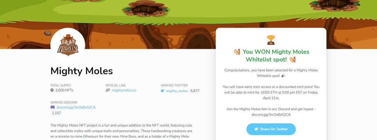 The @PREMINT_NFT winners have been chosen 🎉

Congrats to all the future Mine Bosses 🐿️😉

Join our Discord to see if you're on the Whitelist 🤞