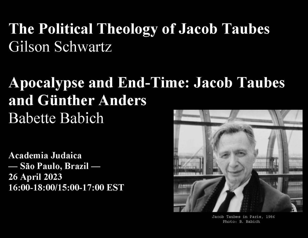 babette_babich's tweet photo. #JacobTaubes in #Brazil
next week https://t.co/E1ZXnk85sl