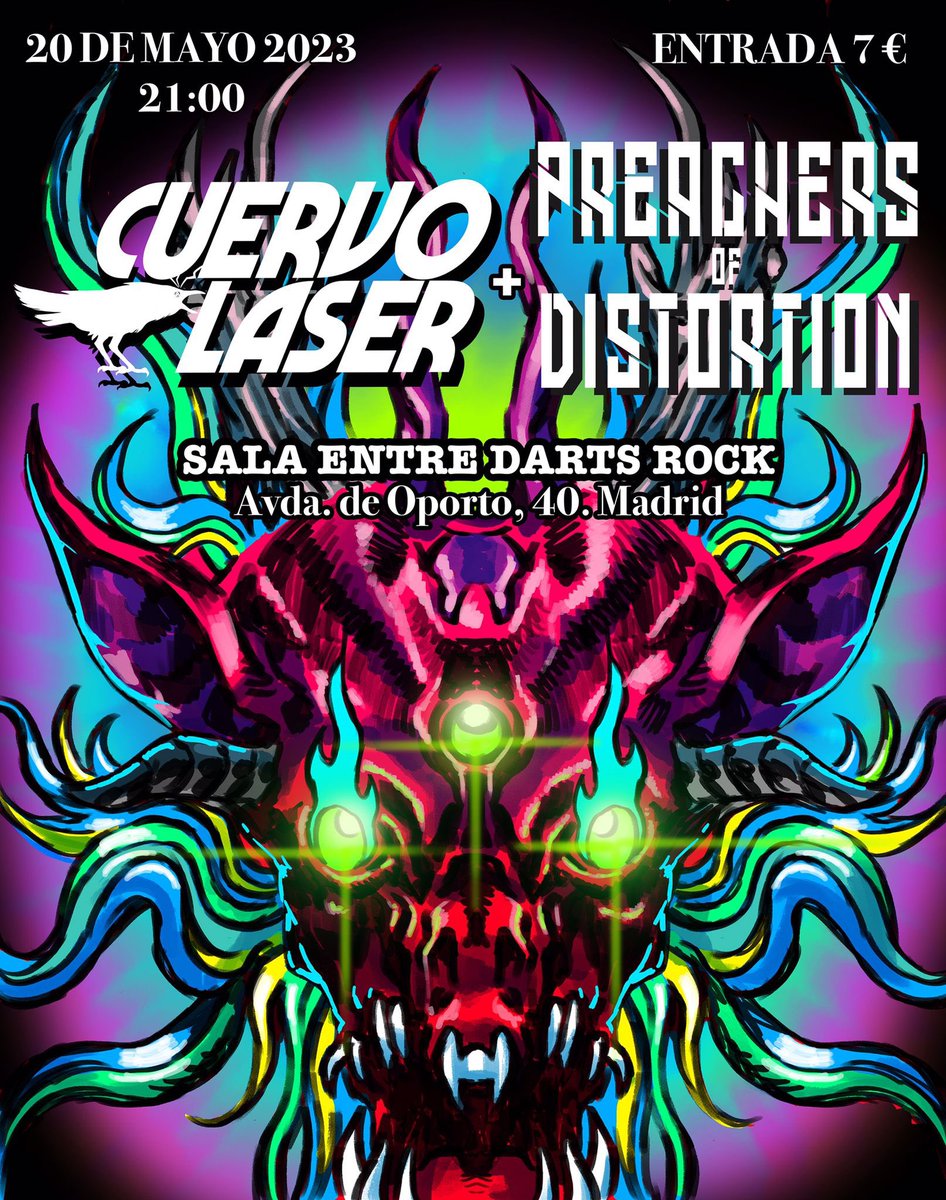 PirataAguaDulce's tweet photo. Señoras y tarugos de Madrid. Tengo el honor de anunciarles nuestro primer concierto #CuervoLaser junto a #PreachersOfDistortion el 20 de mayo.
#Doom #STONER https://t.co/f6e8nedsnA