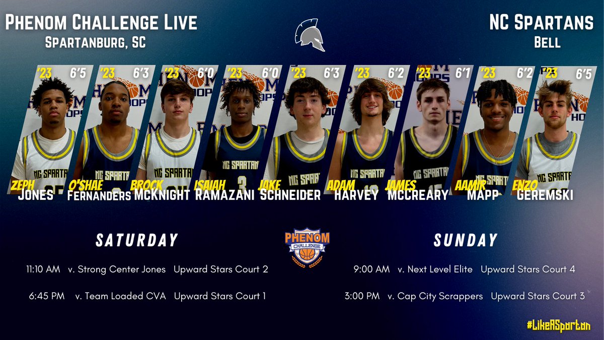#NCSpartans Bell is ready to compete in Spartanburg, SC this weekend for the LIVE period! Plenty of college-worthy talent from the 2023 class on this roster! 

#PhenomChallenge | #LikeASpartan