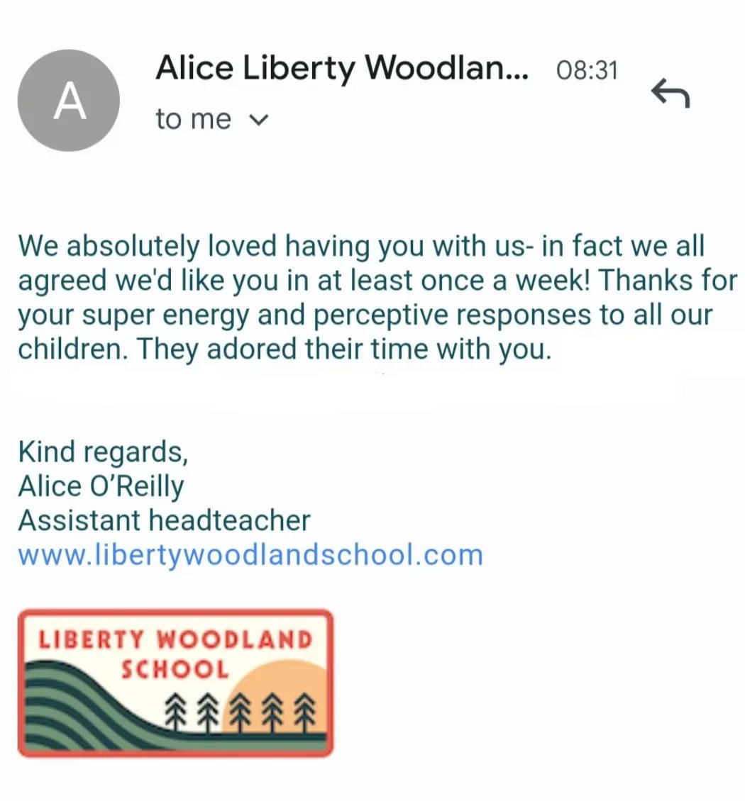 Head2HeartBooks's tweet photo. #testimonial - so thankful for these kind words.

Liberty Woodland School are celebrating #earthday 22nd April - come listen to some stories with @clutherauthor 😊.

To book a visit, contact Ellie@speakingofbooks.co.uk @SpeakingofBks.

#authorvisit #event #childrenspicturebooks https://t.co/s5jPpufvP3