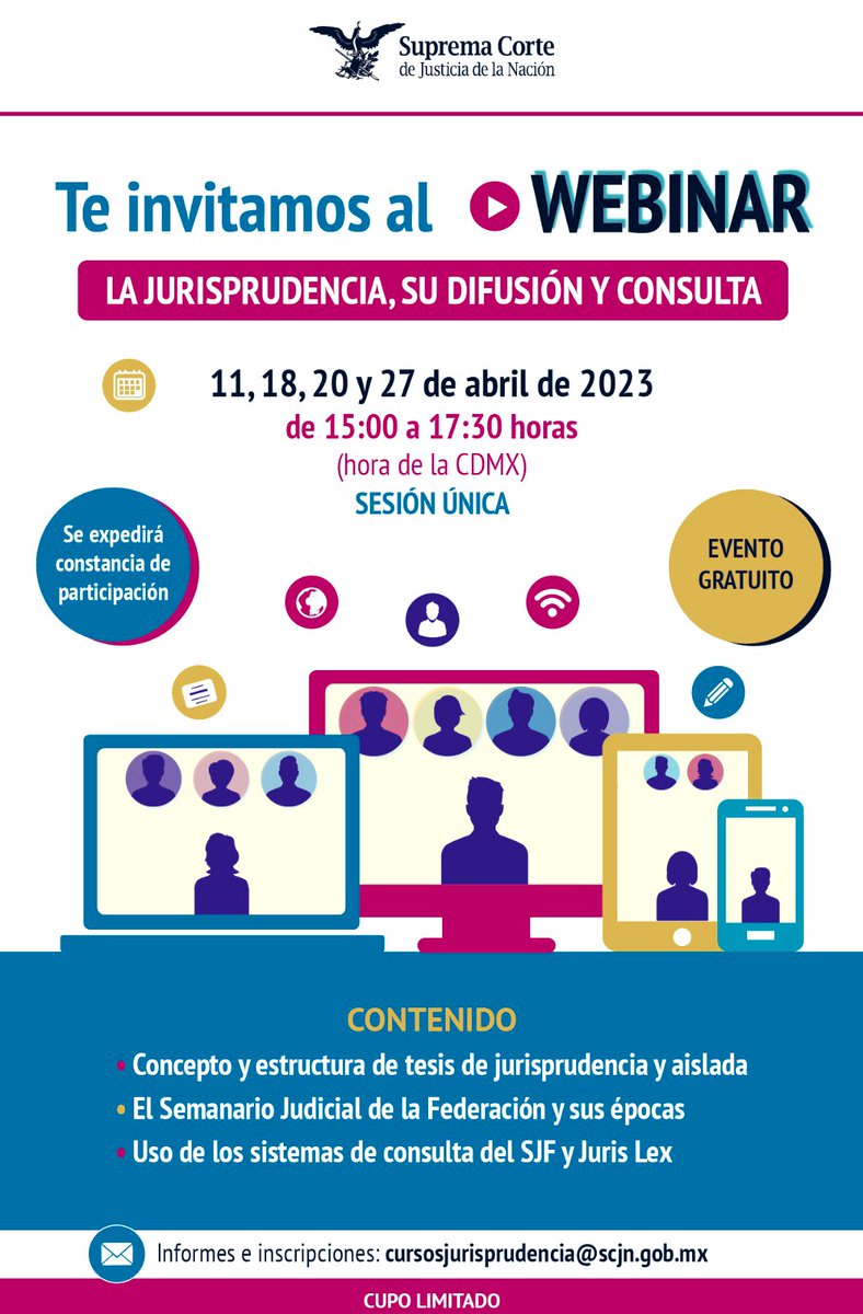 ColegioSCJN's tweet photo. ¿Conoces los Sistemas de Consulta del Semanario Judicial de la Federación y Juris Lex? 🤔🗯️ Si no es así, manda un correo a cursosjurisprudencia@scjn.gob.mx e inscríbete!!! https://t.co/5qfc816WwB