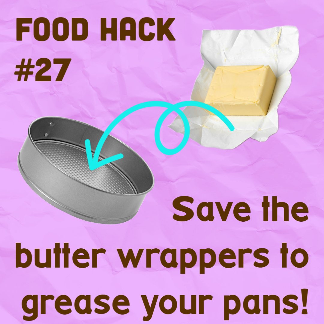 BluebonnetNutri's tweet photo. After softening butter for your recipe, use the wrappers from the sticks to grease the baking pans! It's a simple yet effective way to use all that butter still stuck on the paper or foil.

#bluebonnet #bluebonnetnutrition #healthyliving #foodhacks #bbnfoodhacks https://t.co/M9SUul2vNh