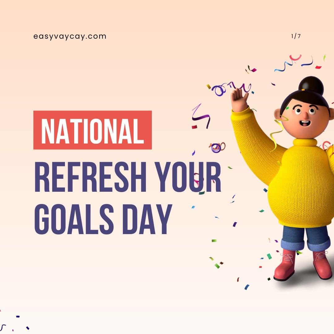 Prmecoastal's tweet image. This national holiday is the perfect opportunity to re-evaluate and focus on your personal goals. Refresh Your Goals Day reminds us to take action to renew and rejuvenate our health and wellness aspirations. 🥳✨

#nationaltoday #yourgoals #refreshyourgoals #motivation #success
