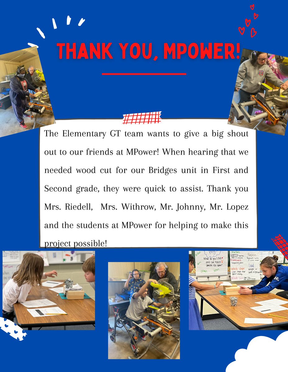 Midway's MPower program is always willing to lend a hand! Thank you to everyone who partnered so MPower students learned new skills while helping out second grade GT lessons. We are One Midway!
