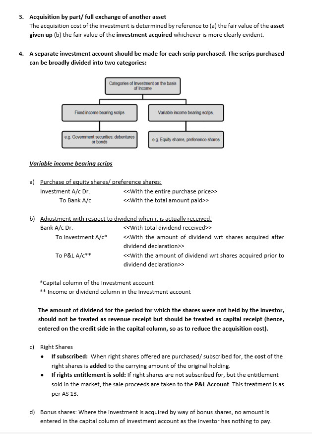 CAAditiBhardwaj's tweet photo. AS 13 - Investment Accounts
Few basics on accounting for Investments in case of Equity/ Preference Shares (variable income bearing scrips).
#caintermediate #castudents #caclasses #accounting #shares #dividend #caexams #revision #icai #icaiexams #bangalore #superradacademy https://t.co/YdlA8ni3JX