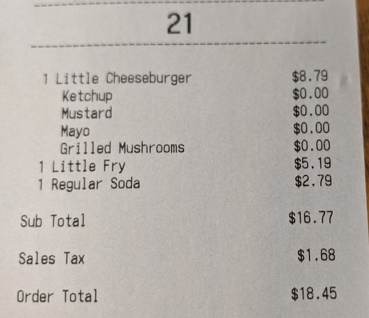 Give_a_Chuck's tweet photo. It was a nice run Five Guys, but you've officially priced yourself out of my market. $18 huh? https://t.co/tIWwDycD2L