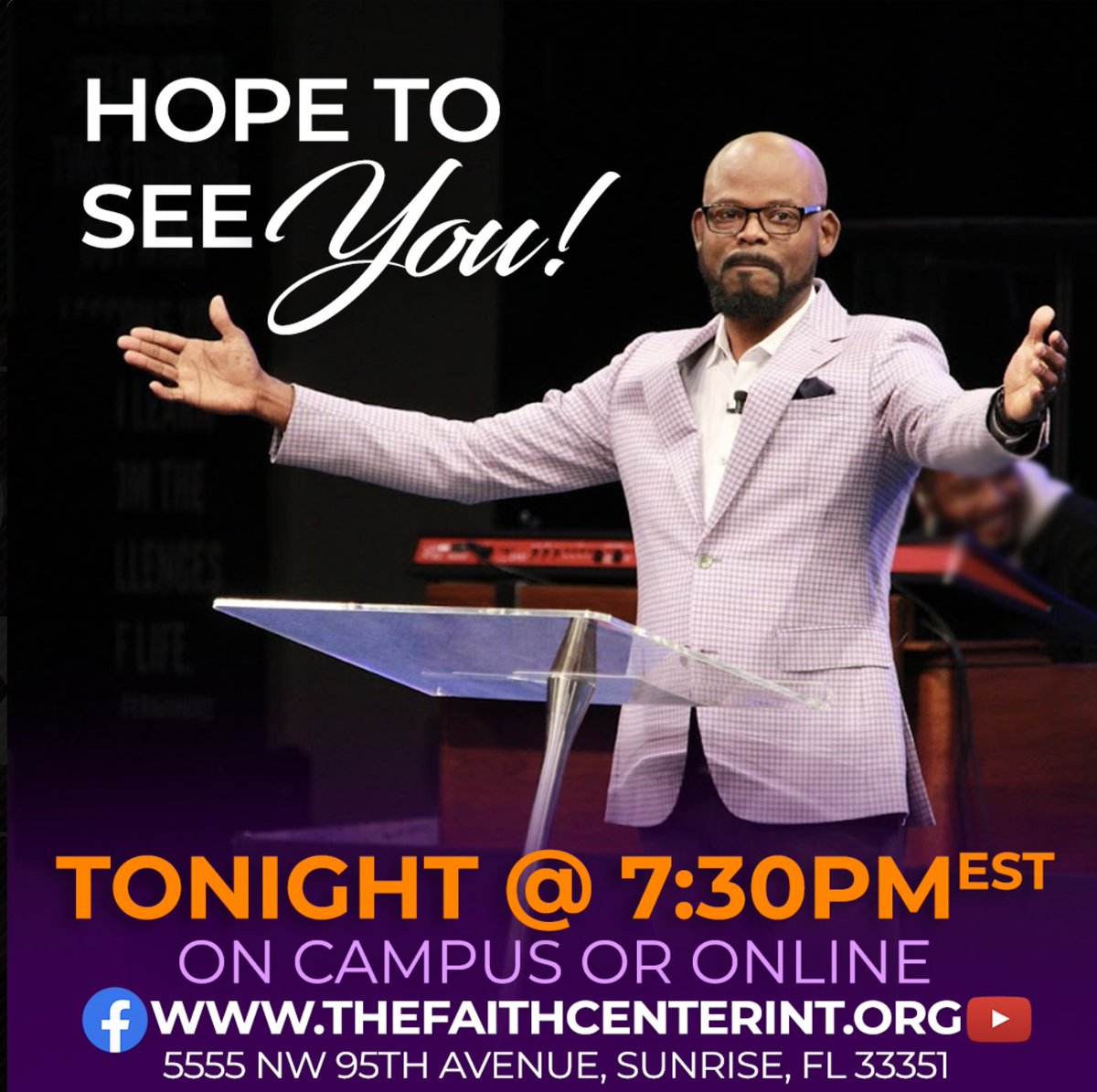 We invite you to attend our weekly Bible study at the Faith Center tonight 7:30pm est.
It's crucial to nourish our souls with the word of God. We welcome you and your family to join us for tonight's service here at The Faith Center.
Live stream at TheFaithCenterInt.org