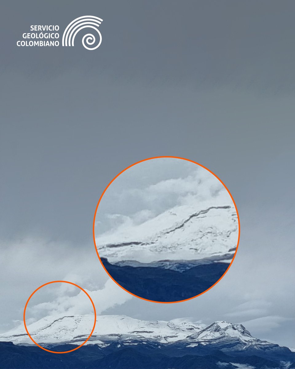 sgcol's tweet photo. 👀En redes sociales está circulando una publicación que advierte el hallazgo de una grieta en el volcán Nevado del Ruiz. Compartimos con ustedes una aclaración al respecto👇🏽🧵: https://t.co/ILfJOjhtB7