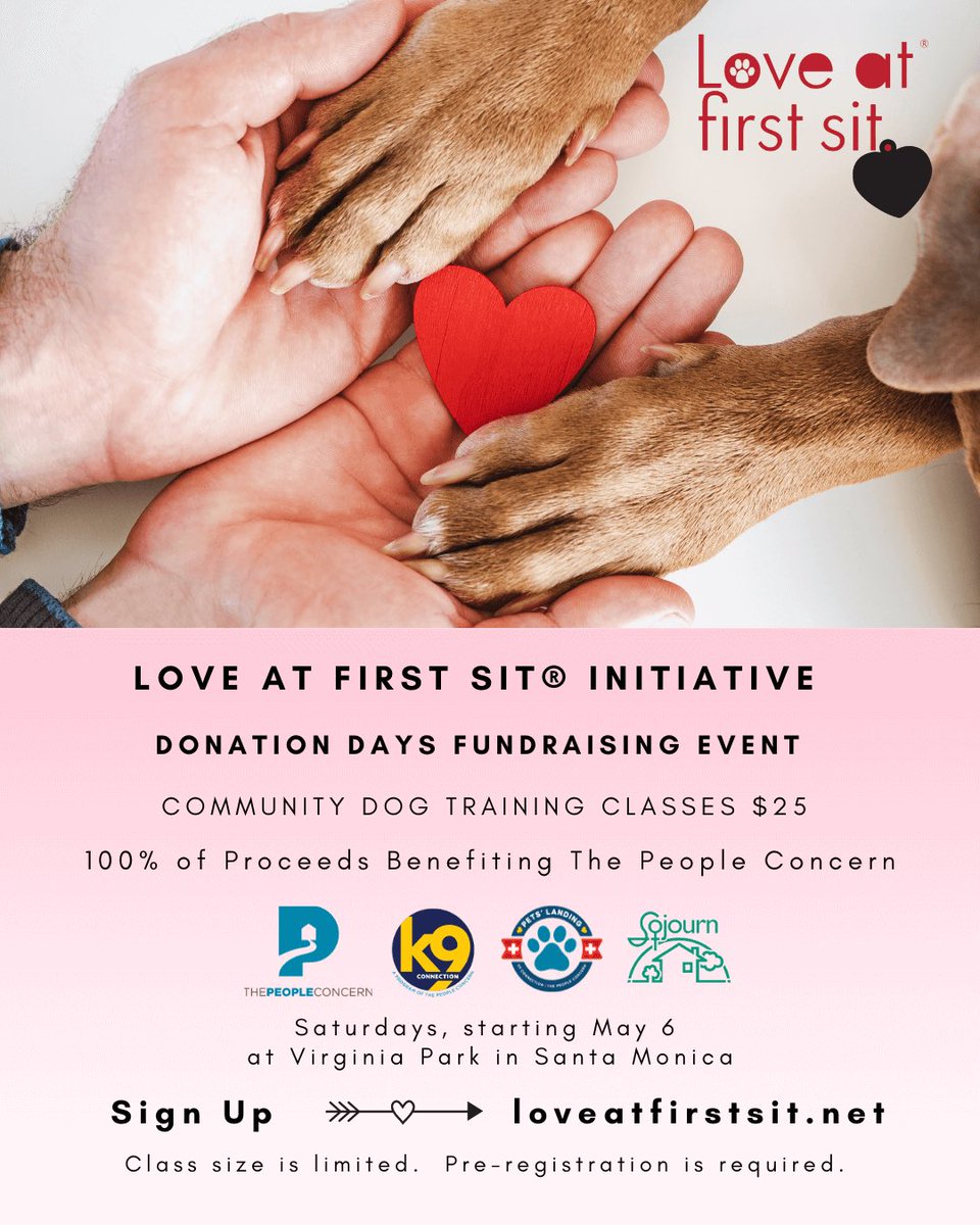 loveatfirstsit's tweet photo. Please join our Saturday community dog training classes for $25 at Virginia Park in Santa Monica. 100% of the proceeds are donated to @ThePplConcern ! Sign up at https://t.co/73RyeocSAN  Thx for ur support! @smdailypress @BuyLocalSM #giveback ❤️🐾 https://t.co/PzoJAmuBRb