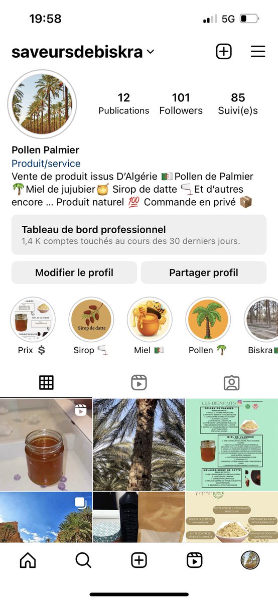 meehdi130's tweet photo. Voici mon compte Instagram professionnel ! Je mets en valeur des produits naturels l’Algérie. Ajouter et partager mon compte Instagram 👍🏽🤲🏼 #Algerie #Biskra #produitsnaturels #medecineprophetique #pollendepalmier #mieldejujubier https://t.co/6n0X0SrBPv