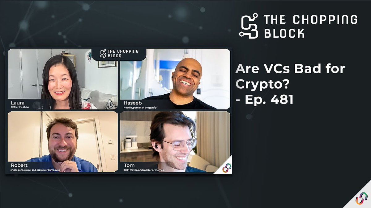 RunnymedeCap's tweet photo. The Chopping Block Ep. 481 | Are #VCs Bad for #Crypto? https://t.co/fA1Sy6IlWJ | @laurashin @Unchained_pod Presents "The Chopping Block" @hosseeb @tomhschmidt @rleshner #FTX #USTreasury #DeFi #TheChoppingBlock https://t.co/ga7yu49ghp