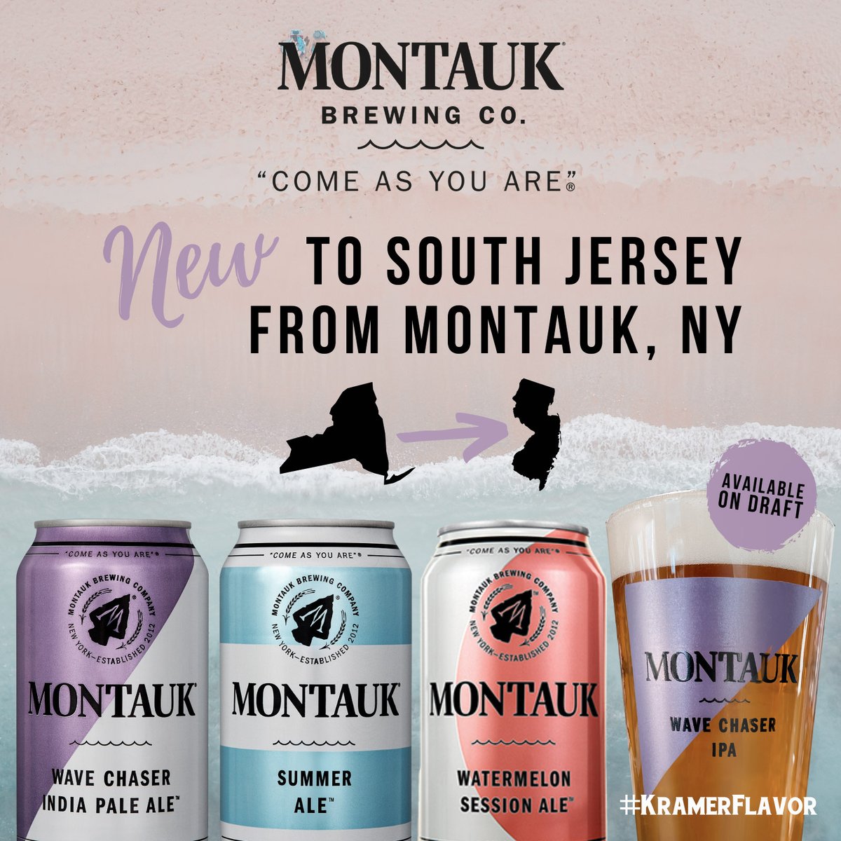 KramerBeverage's tweet photo. 🌊 Montauk Brewing Co. has finally chased the wave down to South Jersey! Watch out for Montauk coming to a store or bar near you very soon! Visit https://t.co/PoG8mqkKd8 or speak with your sales rep to place your order. https://t.co/bgm9H22Duv