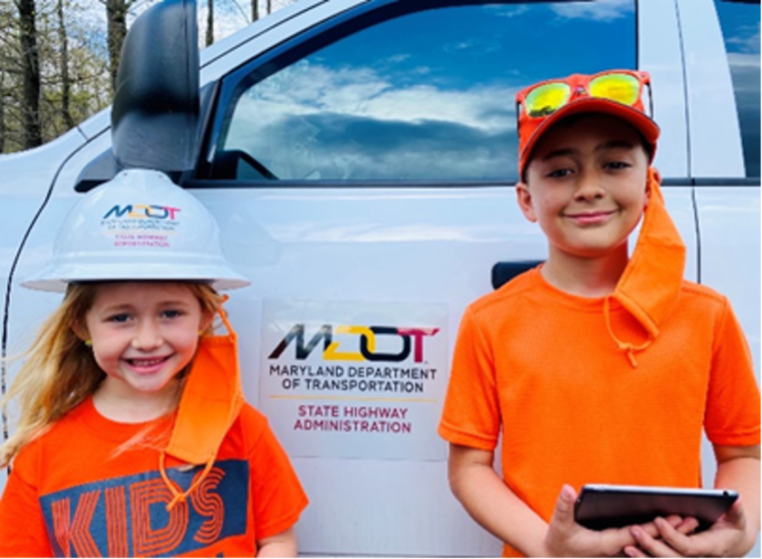 MDSHA's tweet photo. Orange is the color construction crews use to alert motorists they are entering a work zone. Today  is national #Go Orange Day in support of work zone safety. #GoOrangeMD by sharing photos of you and family members wearing orange. #MDOTsafety #MDOTcares #NWZAW https://t.co/lTZBEV93xx