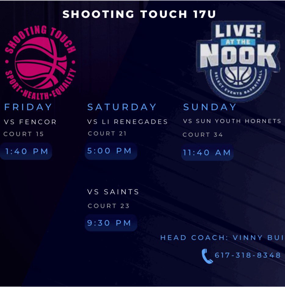 _elianajackson's tweet photo. Our Schedule for this weekend. @ShootingTouchMA https://t.co/wRyusmVdFf