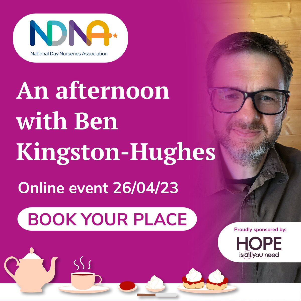 NDNAtalk's tweet photo. 🤩 We're really looking forward to An Afternoon With...Ben Kingston-Huges next week! 🤩
Book to learn just how important a positive early-years environment is, not just to the children in your care, but for our entire species: https://t.co/RfLUtFErDB
#NDNAMemberEvents https://t.co/Lznc4pRzs0