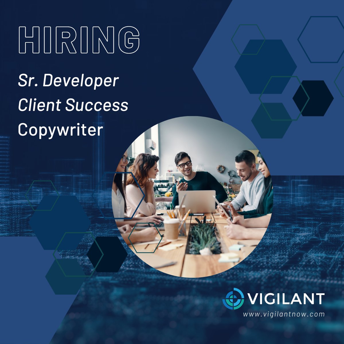 Vigilantnow's tweet photo. Interested in furthering your career in cyber?  Vigilant is looking for developers, client success managers and copywriters.  Learn more at https://t.co/oFp676EEQg. https://t.co/lMInhuxjjM