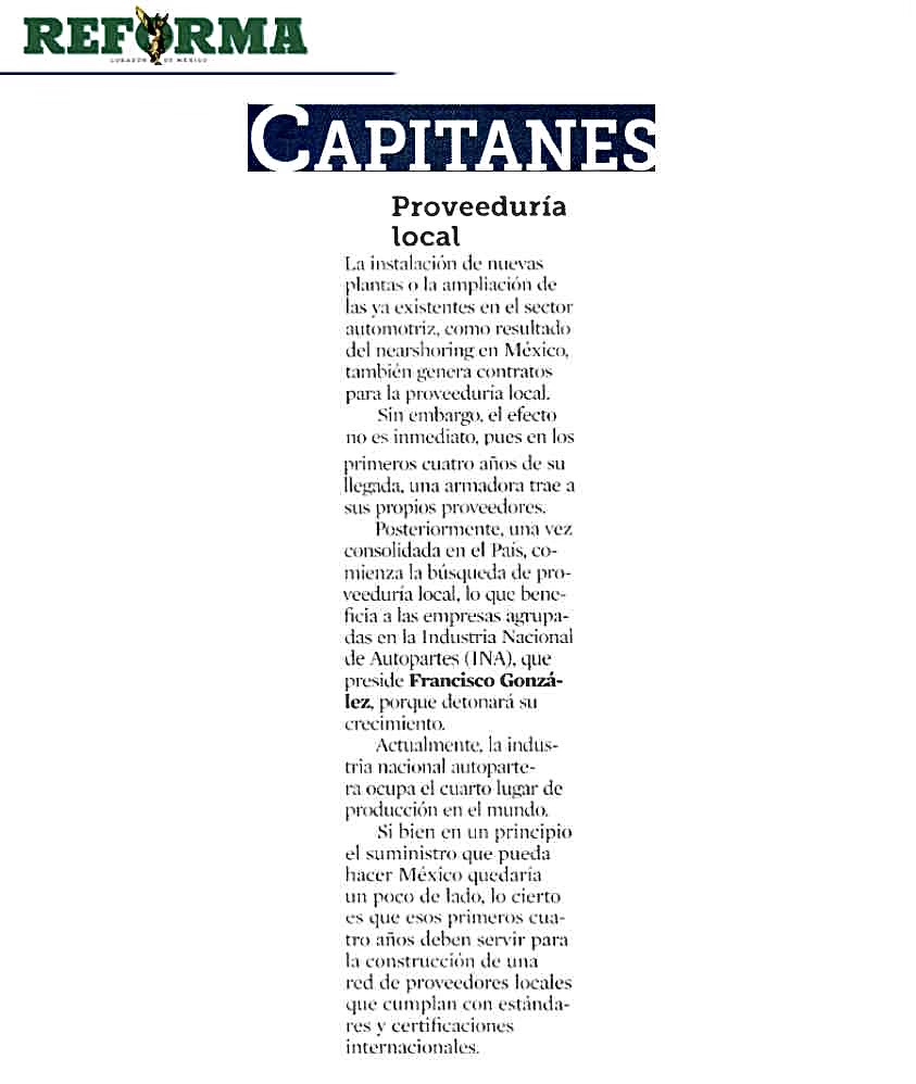 inaoficialmx's tweet photo. #NotaDelDía📢
Hoy en #CapitanesReforma: La industria nacional de autopartes se sitúa en 4º lugar de producción en el mundo. La tendencia de nearshoring en México ha impulsado el sector automotriz, beneficiando a la proveeduría local y a las empresas agrupadas en la #INAoficial. https://t.co/kZZxesDeIu