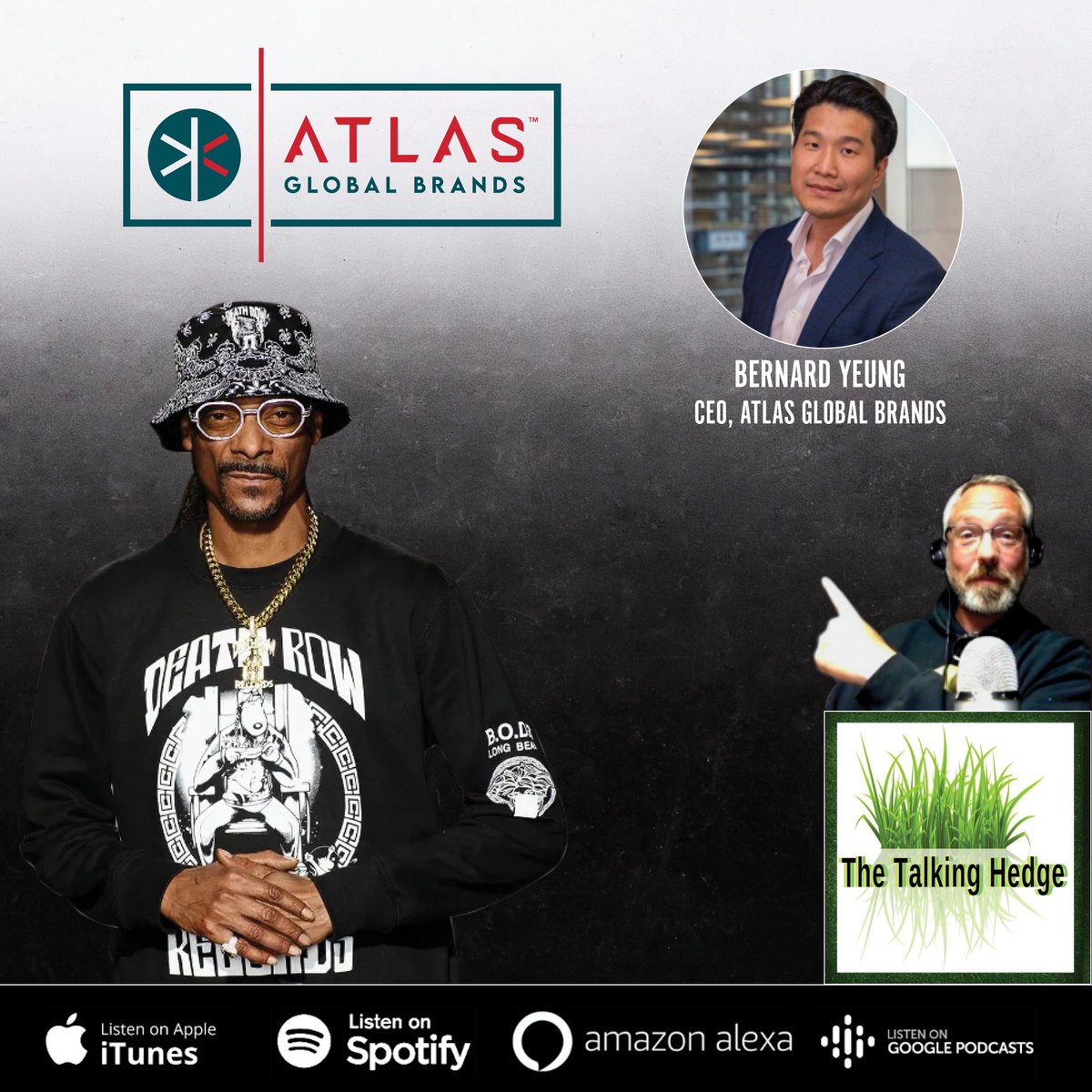 _AtlasGlobal's tweet photo. ** TUNE IN ** to @theTalkingHedge today at 11 a.m. PT/ 2 p.m. ET for a conversation with our CEO, Bernie Yeung and host Josh Kincaid, about launching @SnoopDogg brands globally. Check out the stream here: https://t.co/fcIZwGlsvQ . 

$ATL #globalbrands https://t.co/7bd31tFM6U