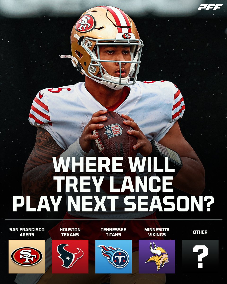 PFF's tweet photo. Where is the best landing spot for Trey Lance? https://t.co/IivSP7cjqQ