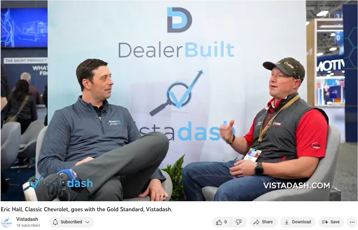 Eric Hall with Classic Chevrolet says Vistadash "gives me an easier spot to look at all my 3rd party vendor data and Google analytics reports" and we thought that sums it up perfectly! Thanks so much Eric! 

Our man <a href="/JimmyKnMT/">James K</a> at the 2023 NADA Show
youtu.be/t9Zoflx1muw