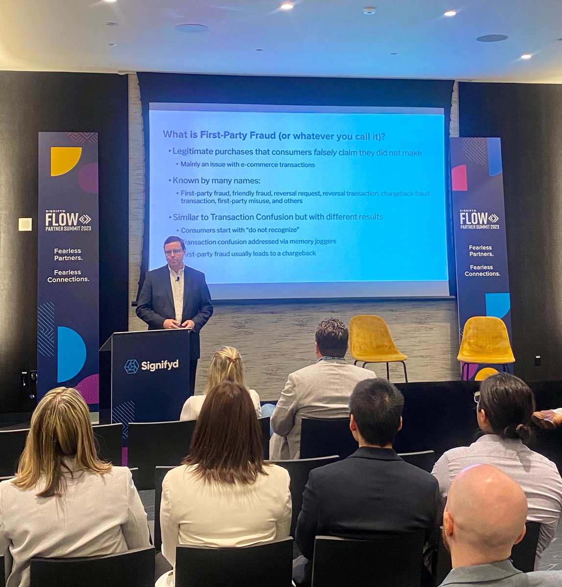 signifyd's tweet photo. .@DavidTMattei (@AiteNovarica) reminding us that first-party fraud is a solvable problem and that changes are coming this year to help merchants and financial institutions win the fight.
#FLOWSummit23 #FearlessCommerce https://t.co/po92VoQg4T