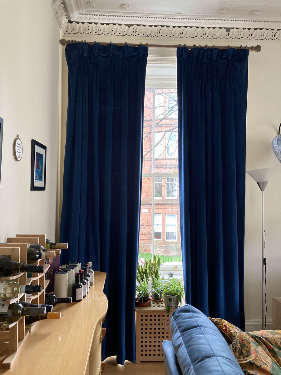TenementCurtain's tweet photo. Busy few months but jobs are going out steadily #glamourpetrolfabric #fryetts #hallishudson who supplied the poles #handmadeinscotland 
#glasgowswestend https://t.co/se2D033uEe