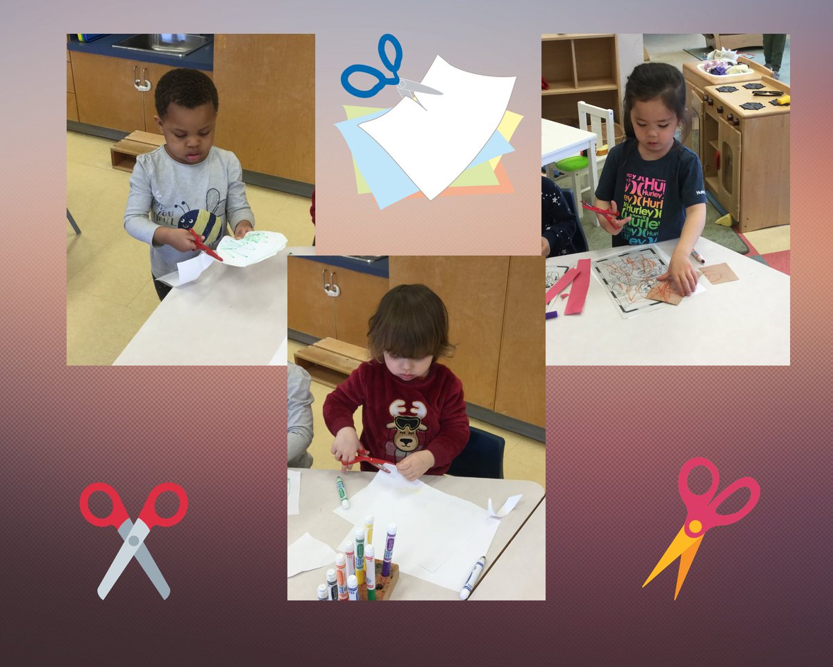 LynwoodELC's tweet image. Preschoolers are learning to cut with scissors. The use of scissors will improve hand-eye coordination and develop fine motor skills such as finger dexterity. #howdoeslearninghappen #readyforkindergarten