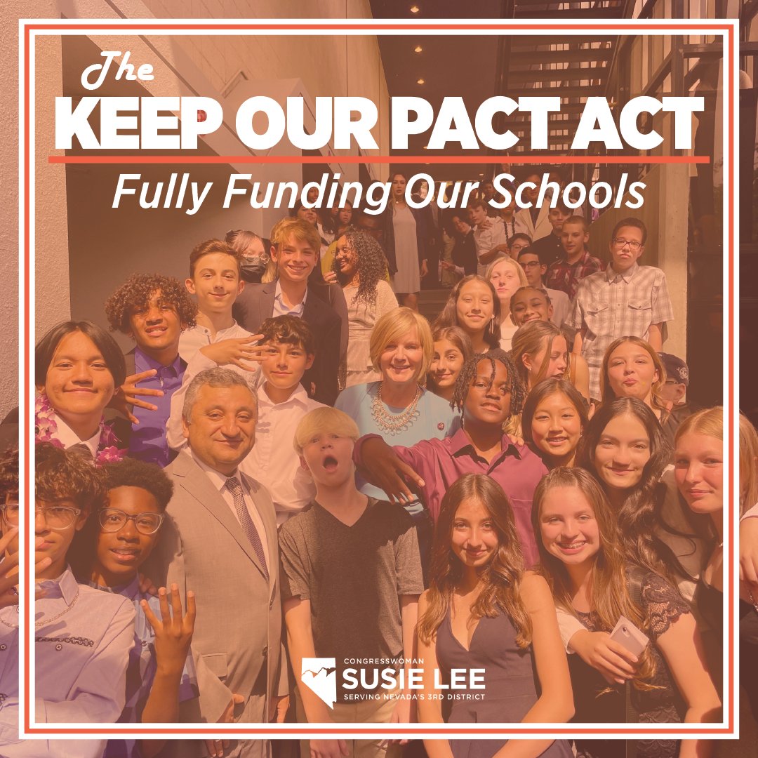 RepSusieLee's tweet photo. Education is the key to opportunity.
That’s why I’m proud to introduce the #KeepOurPACT Act with Sen. @ChrisVanHollen so we can provide schools with the resources they need to strengthen opportunities for all students—no matter where they come from or what zip code they live in. https://t.co/hHghCL6QSD