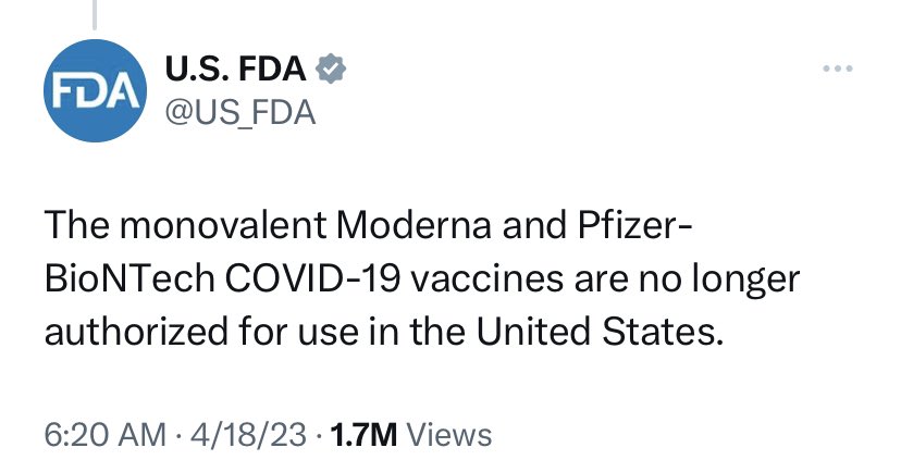 matt7gh's tweet photo. La #FDA ha ritirato l'autorizzazione per i precedenti finti #vaccini #mRNA #Pfizer e #Moderna per il #Covid per lasciare solo i #bivalenti
- mai testati sugli uomini
- testati solo su 8 topi
- la cui efficacia non è dimostrata
- in compenso vi danno gli stessi #eventiavversi https://t.co/OcK3vrTaEh
