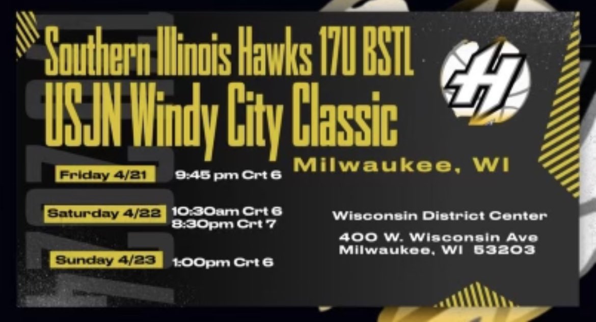 Soph_Hoffmann5's tweet photo. Headed to Milwaukee, WI this weekend! Hereβs my schedule! π€ππ @HawksSi #wbball #aau #indians https://t.co/dgG6kuatHn