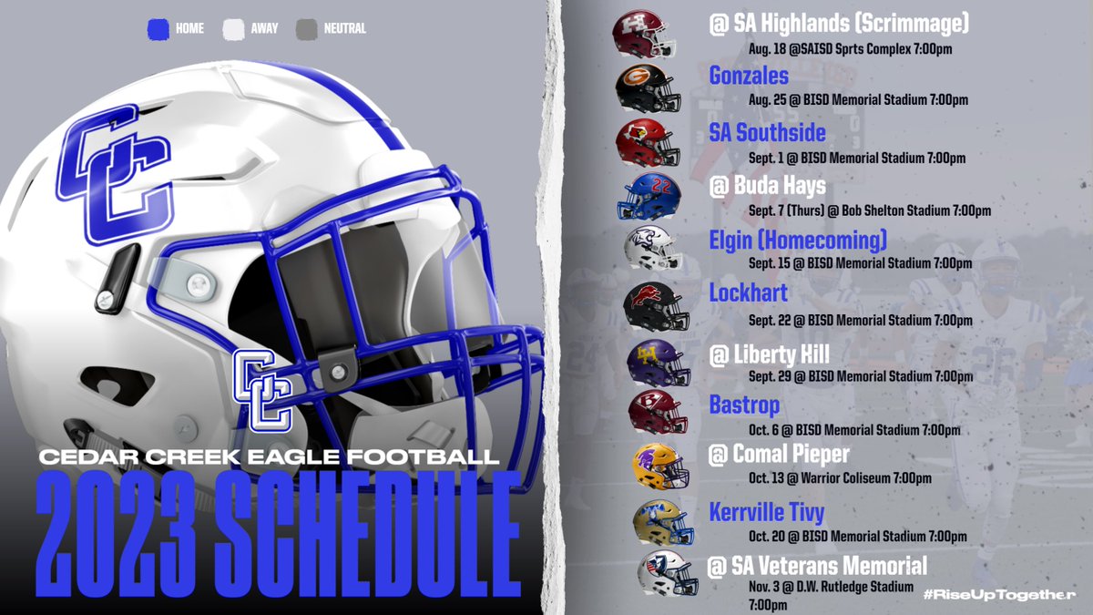 Cedar Creek Football 2023 Varsity Schedule! Will be here before we know it!
