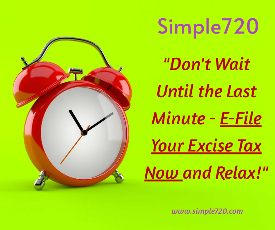 simple720tax's tweet image. Don't wait until the last minute - e-file your excise tax now and relax!
#simple720 #form720 #IRS #efile #bulk #taxes #filing #IRStax #720 #efiling #tax #excise