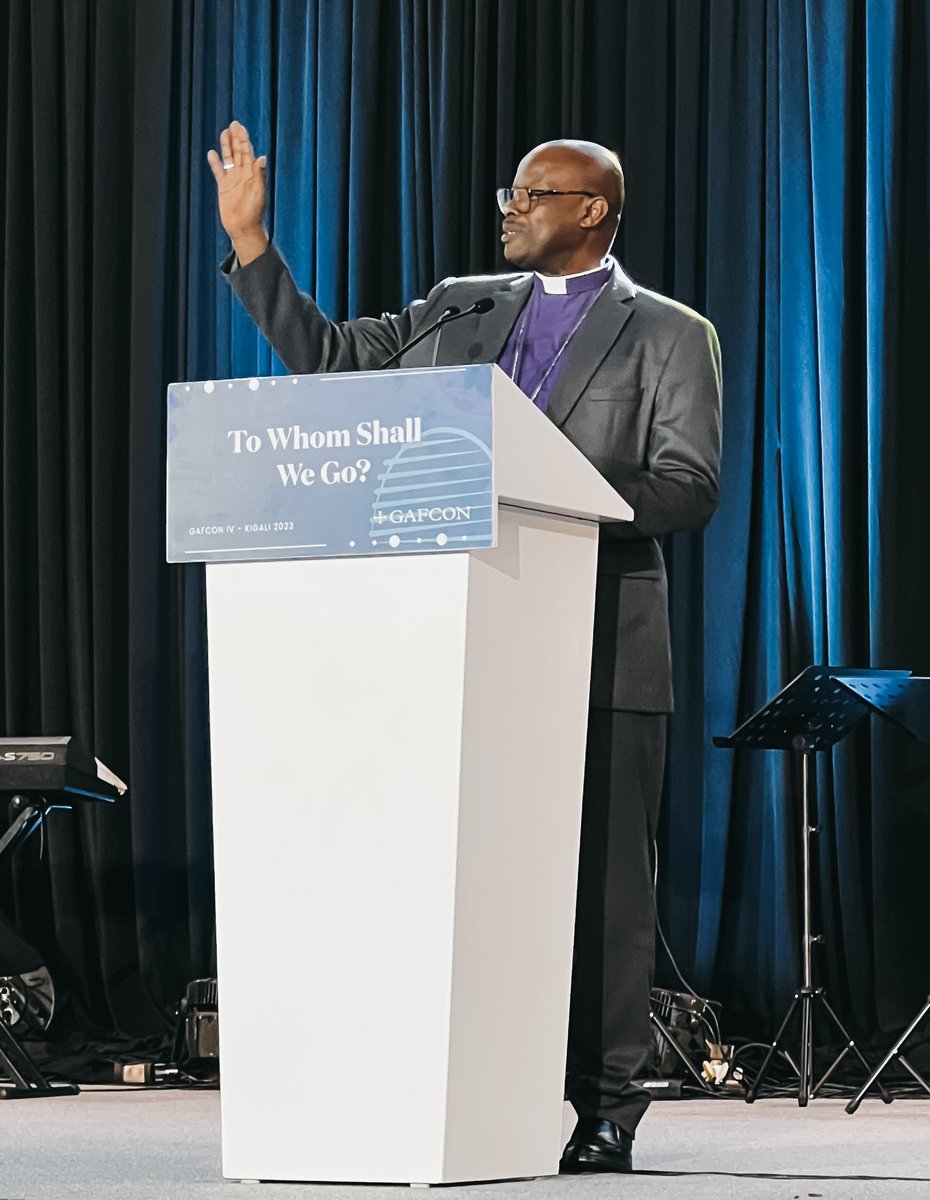 gafconference's tweet photo. Bishop Francis Karemera (Cyangugu Diocese, Rwanda) encouraged #gafcon23 to pray that our Father would raise more and more leaders in East Africa who have a passion for the gospel, standing firm, and proclaiming Christ. https://t.co/jbfzPVeuhs
