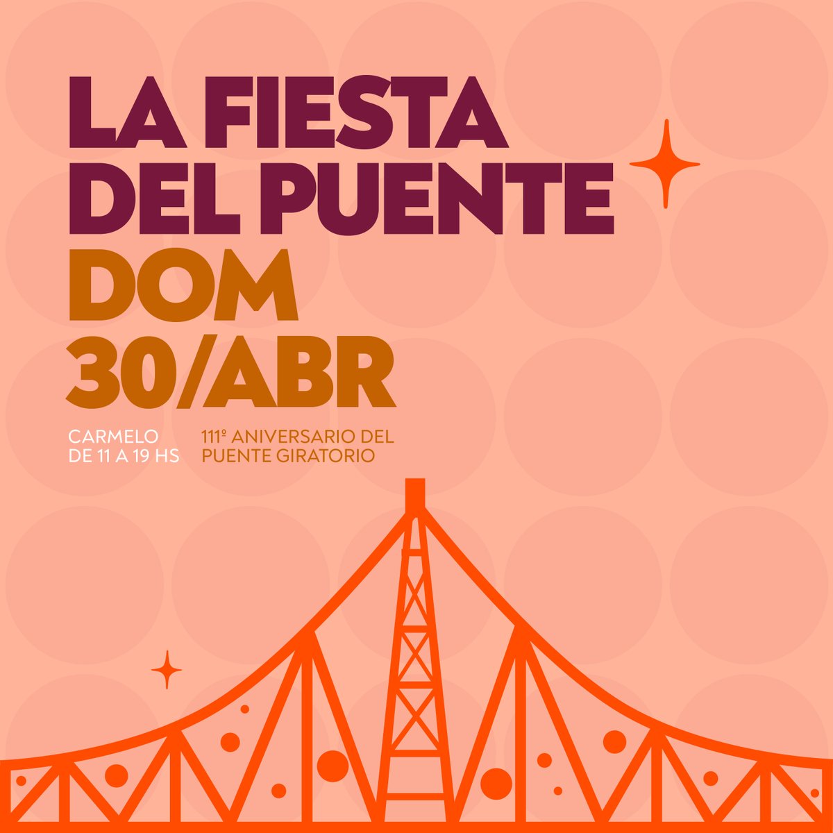 ColoniaTur's tweet photo. El Puente Giratorio de Carmelo cumple años y la ciudad lo celebra con una gran fiesta el domingo 30 de abril.
Desde las 11 hs. en Rambla de los Constituyentes será la fiesta a la que invitan @IntColonia, el Municipio Local, @Uruguay_Natural y el Grupo “Pro Destino”. https://t.co/svTKnSJQ86