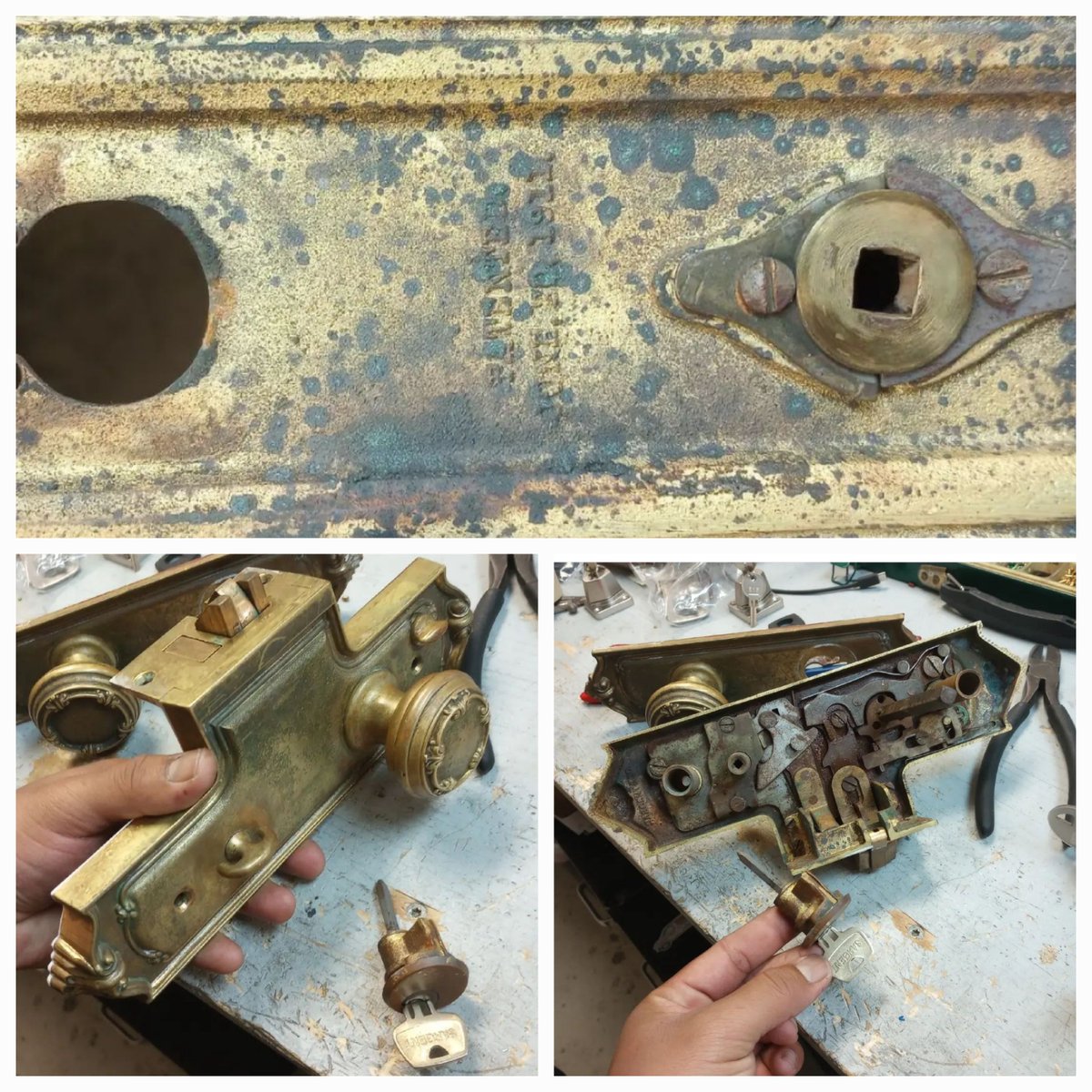 cothronsecurity's tweet photo. One of our manyyy recent jobs: fixing up this lock that's from/engraved with June 20, 1911!
#antiques #vintage #hardware #locksmith #oldlock #antiquelocks #vintagelocks https://t.co/KckcSO6kbK