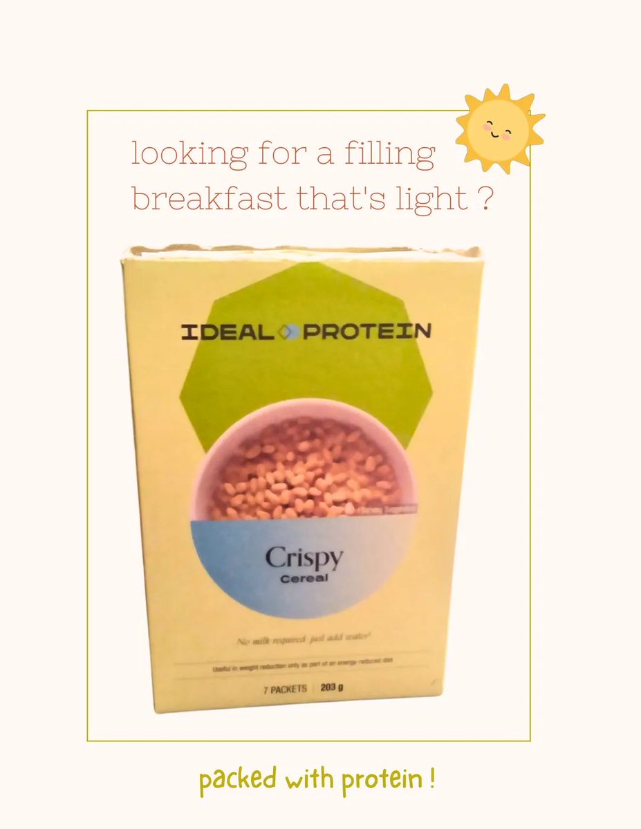 KinburnP's tweet photo. Did you skip breakfast this morning ? 

It's an important meal.
Coach Natasha loves  #IdealProtein Crispy Rice Cereal. 
Packed with 18g of protein, 0g fat and only 7g net carbs💥
A great start to the day &amp; keeps you full !

#weightloss #weightlosstips https://t.co/Baru1FWV3n